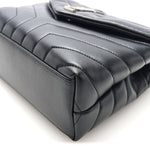 Calfskin Y Quilted Monogram Small Loulou Chain Satchel Black