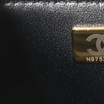 Metallic Mirror Calfskin Mini Top Handle Clutch With Chain  Black