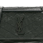 Crinkled Calfskin Matelasse Monogram Baby Niki Chain Satchel Dark Green