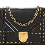 Calfskin Studded Diorama Wallet on Chain Pouch Black