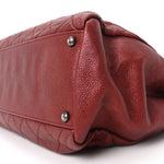 Iridescent Caviar Quilted Tall Chic Shopping Tote Red