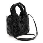 Satin Crystal Soft Padded Small Double Handled Shoulder Bag Black