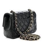 Lambskin Quilted Mini Rectangular Flap Black