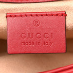 Calfskin Matelasse Super Mini GG Marmont Shoulder Bag Hibiscus Red