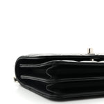 Lambskin Quilted Metal Top Handle Crossbody Flap Black
