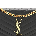Grain De Poudre Matelasse Chevron Monogram Chain Wallet Black