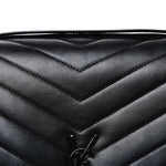 Calfskin Y Quilted Monogram Monochrome Large Loulou Chain Satchel Black