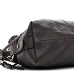 Pebbled Calfskin Large Bamboo Bar Tassel Shoulder Bag Dark Brown