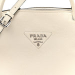 Vitello Daino Soft Medium Zippered Top Handle Bag White