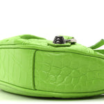 Extra Supple Calfskin Crocodile Embossed Le Cagole Mini Purse With Chain Acid Green