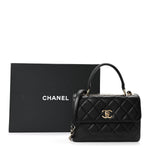 Lambskin Quilted Small Trendy CC Dual Handle Flap Bag Black