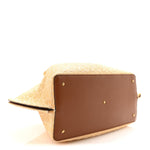 Raffia Calfskin Medium Rockstud Vlogo Tote Naturale
