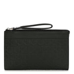 Calfskin Gancini Embossed Wristlet Clutch Dark Green