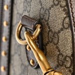 GG Supreme Monogram Textured Dollar Calfskin Web Studded Large Savoy Duffle Bag Beige Ebony