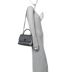 Metallic Aged Calfskin Quilted Small Coco Handle Flap Charcoal