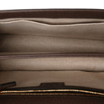 Monogram Jumbo GG Textured Dollar Calfskin Web Small Ophidia Padlock Top Handle Bag Camel Ebony New Acero