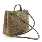 Suede Intrecciato Small Andiamo Shoulder Bag Cypress