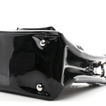 Patent Pony Hair Small Pocket Tote Black White