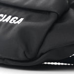 Sport Nylon Logo Embroidered Wheel Belt Bag Black White