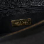 Caviar Diamond Stitched Top Handle Flap Black