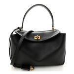 Natural Smooth Calfskin Small Rodeo Top Handle Handbag Black