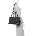 Calfskin Cerf Executive Shopper Tote Black