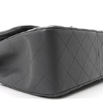 Lambskin Quilted Jumbo Double Flap Dark Grey