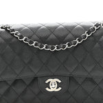 Caviar Quilted Medium Double Flap Black
