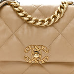 Goatskin Quilted Medium Chanel 19 Flap Dark Beige