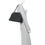 Aged Calfskin Large Just Mademoiselle Bowling Bag Black