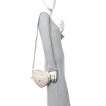 Calfskin Matelasse Diagonal Mini Interlocking G Heart Shoulder Bag Mystic White
