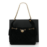 Suede Quilted Small Chanel 25 Handbag Black