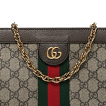 GG Supreme Monogram Web Small Ophidia Chain Shoulder Bag Brown