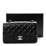 Lambskin Quilted Mini Rectangular Flap Black