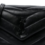 Calfskin Y Quilted Monogram Monochrome Toy Loulou Crossbody Bag Black