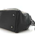 Grained Calfskin Studded Panettone Bowling Bag Black