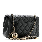 Lambskin Quilted Mini Rectangular Pearl Crush Flap Black