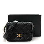 Lambskin Quilted Small CC Links Flap Black