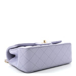 Lambskin Quilted Mini Top Handle Rectangular Flap Light Purple