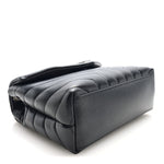 Calfskin Y Quilted Monogram Small Loulou Chain Satchel Black