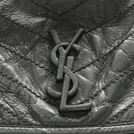 Crinkled Calfskin Matelasse Monogram Medium Niki Chain Satchel Storm
