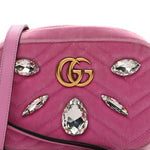 Velvet Matelasse Marquise Crystals Mini GG Marmont Chain Shoulder Bag Malva