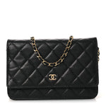 Caviar Quilted Wallet on Chain WOC Black
