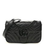 Calfskin Matelasse Monochrome Mini GG Marmont Shoulder Bag Black