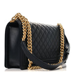 Calfskin Quilted New Medium Boy Flap Black