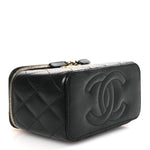 Lambskin Quilted Small Pillow Crush Vanity Case With Chain Black
