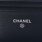 Patent Quilted Wallet On Chain WOC Navy Blue
