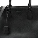 Saffiano Lux Monochrome Large Galleria Double Zip Tote Black