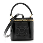 Patent Calfskin Triomphe Mini Vanity Case Black