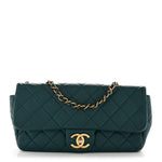 Lambskin Quilted Mini Rectangular Flap Dark Blue